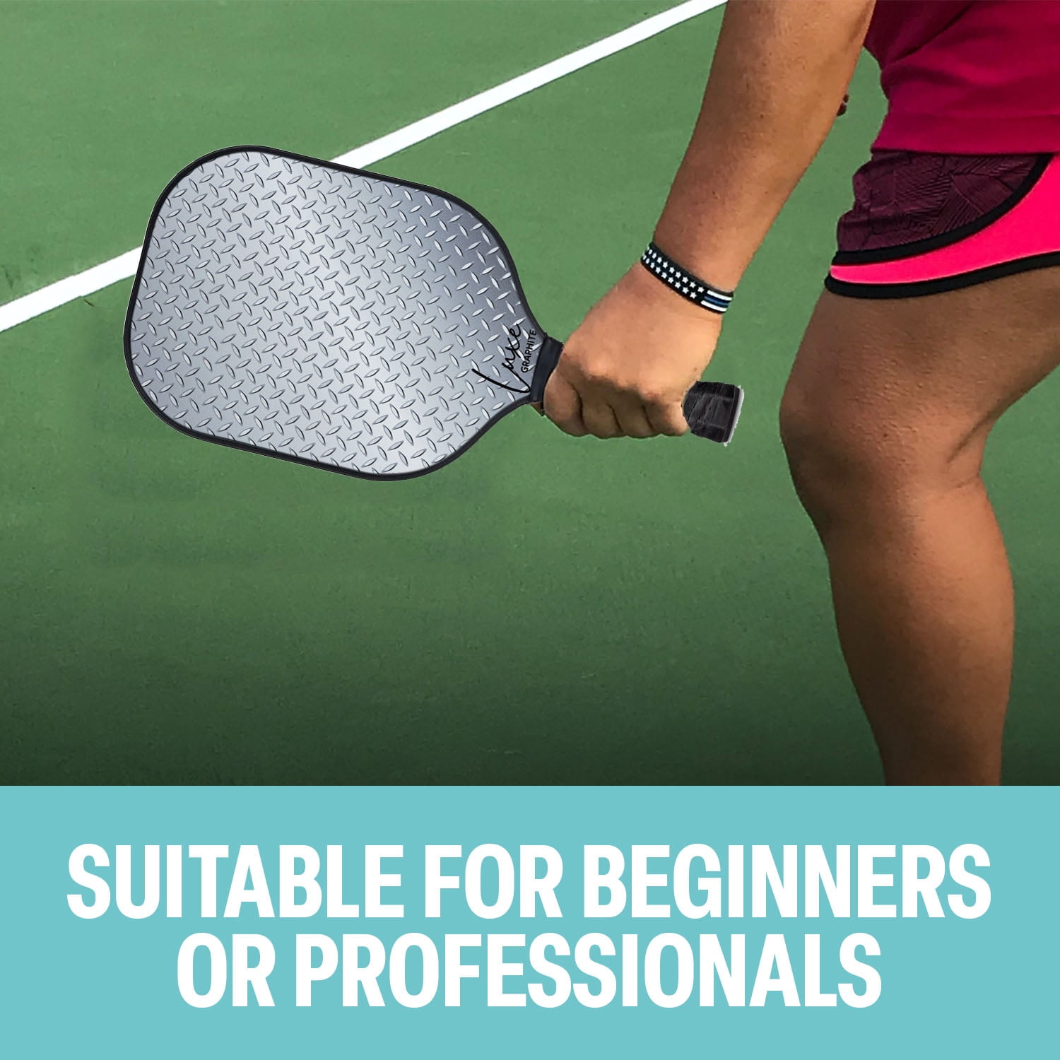 Palms-O-Aces New Luxe Lightweight Graphite Pickleball Paddle - Steel Plated - 7.8 oz