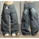 thumbnail image 4 of Nueva moda americana azul multibolsillo lavado pantalones vaqueros holgados hombres Y2K Punk Hip Hop Popular Casual pareja pantalones de pierna ancha de cintura alta, 4 of 4