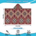 thumbnail image 2 of Red Boho Ethnic Geometric Pattern Hooded Bath Towel，50"x30" for Ages 3 To 12 Kids, Quick Dry Lightweight Soft Microfiber Hood Beach Towel Cover Up for Kids, 2 of 7