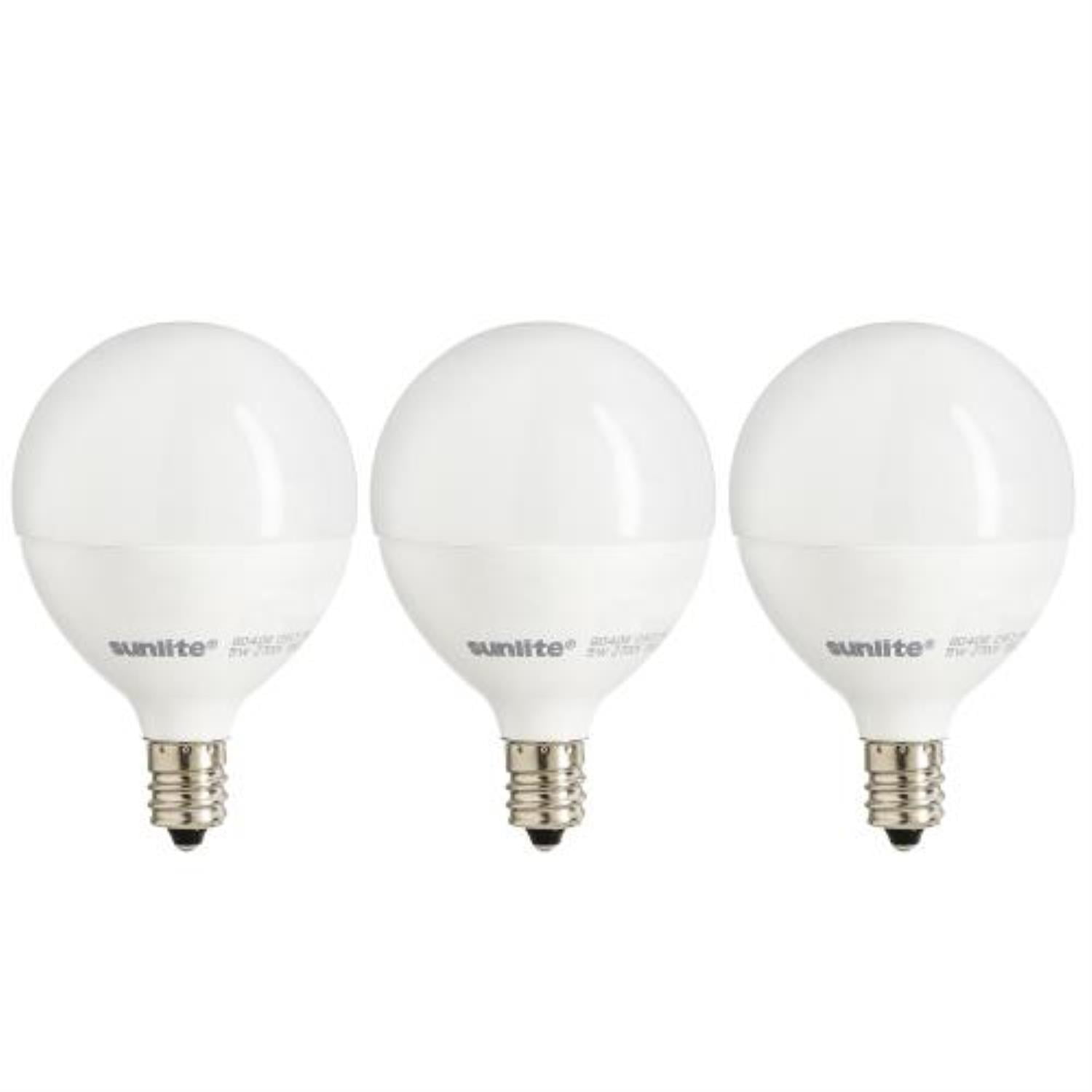 Sunlite LED G16 Globe 7W (60W Equivalent) Bulb Candelabra (E12) Base, Warm White 3 Pack