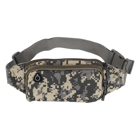 Unique Bargains 1 Pc Waterproof Running Belt Camouflage Sports Waist Bag for Sports Phone Keys Gray