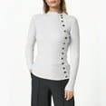 thumbnail image 2 of Fgnfyis Women Solid Color Half Turtleneck Button Down Sweater Top for Autumn Winter Warmth White L, 2 of 5