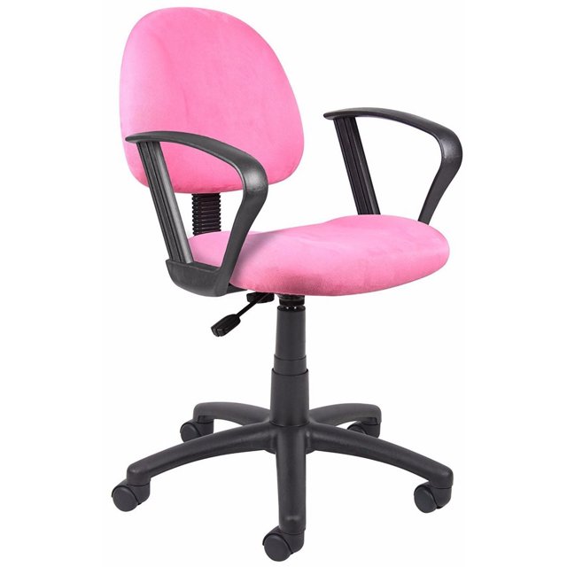 Nicer Furniture Perfect Posture Deluxe Microfiber Task Chair with Pink Loop Arms