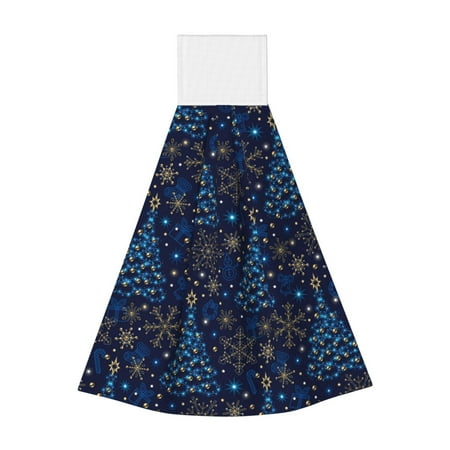 

Adobk Christmas Tree Print Coral Velvet Hand Wipes Fashion Hanging Kitchen Towel for Bathroom Washcloth Absorbent Tie Towel