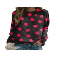 thumbnail image 2 of PENGXIANG Femmes Chemises Casual Col Rond Manches Longues Pull Tops Mode Amour Coeur Graphique Sweatshirt, 2 of 4