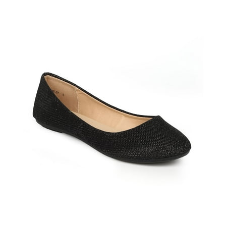 Skimmer 2 Slip - Refresh CG89 Women Glitter Shimmer Round Toe Slip On Ballet Flat