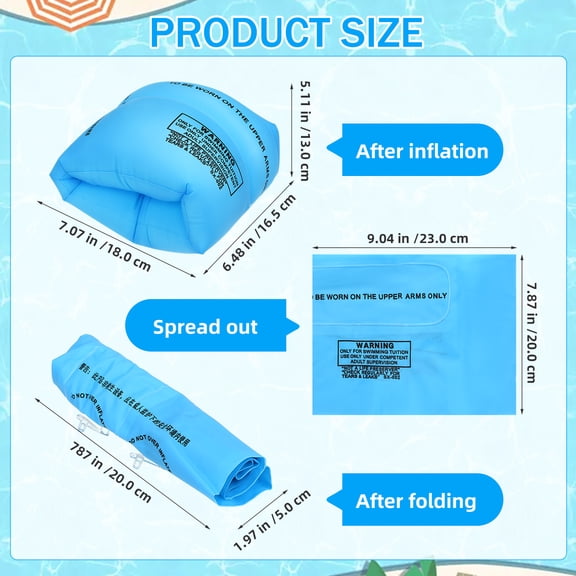 KALLORY Adult Arm Floaties Swimming Aids for Pool and Outdoor Activities, 1 Pair Floatation Devices