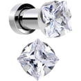 thumbnail image 2 of Square Cz Prong Set 16G (1.2MM) on 316l Surgical Steel Screw-fit Plugs/gauges/Tunnels 2 Piece (A/2/1), 2 of 6