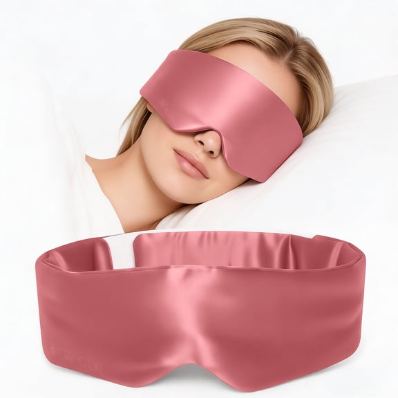 FACEMOON Mulberry Silk Sleep Eye Mask, Gentle Contour Light‑Blocking Design with Adjustable Hook‑and‑Loop Strap