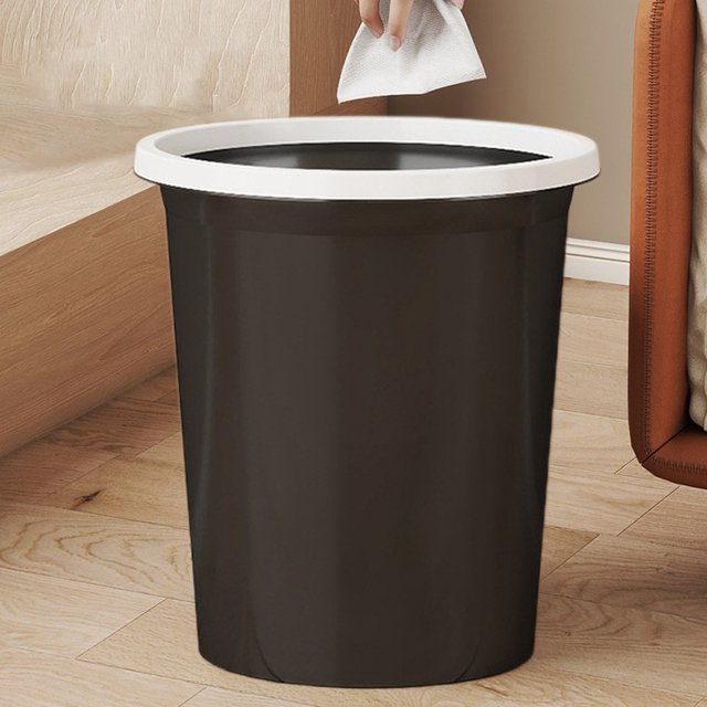 Bolsas ziploc Lisbinx, bote de basura redondo de plástico para el hogar, la oficina o la cocina, diseño grueso y duradero, sin tapa para un uso fácil.