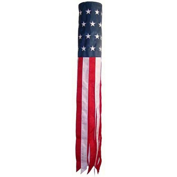 In the Breeze 4113 —60-inch Patriotic Embroidered Windsock — Vibrant Outdoor Flag Windsock for Yards, Gardens