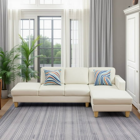 Dovelina 3-Piece Sectional Sofas, Faux Leather Couch Living Room Sofa Set, Black