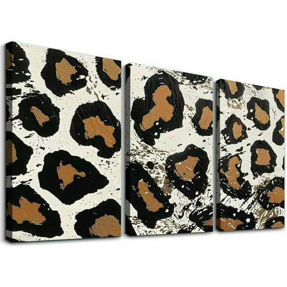 Shadudu Leopard Print Canvas Wall Art Decor Set of 3 Pieces for Living Room Bedroom Office 12"x16"x3pcs