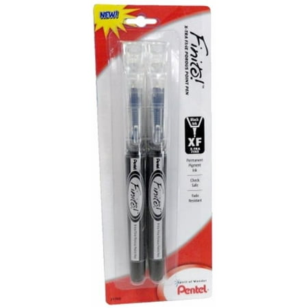 Pentel Of America SD98BP2A Black Finito! Extra Fine Porous Point Pens 2 Count
