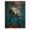 thumbnail image 3 of Designart "Dolphin peaceful Swim I" Animals Print on Natural Pine Wood, 3 of 5