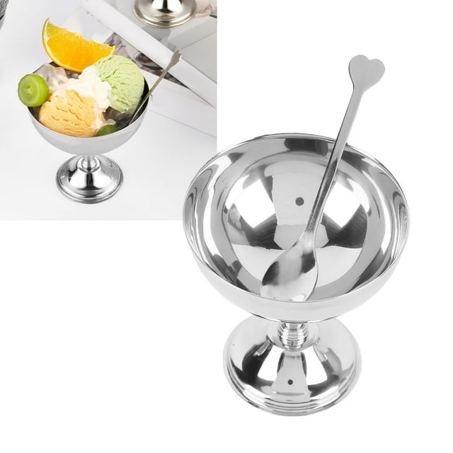 304 Copa De Helado De Acero Inoxidable, Tazón De Postre De Servicio Retro Para Ensalada Y Budín, Propiedades De Aislamiento Ideales Y Apariencia De Metal Resbaladizo