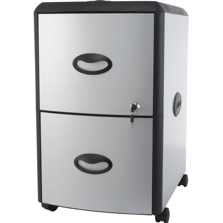 X 2 Drawer Mobile File Cabinet With Lock Metal Accent Panels