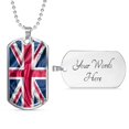 thumbnail image 4 of UK Flag Distressed Flag Necklace Stainless Steel or 18k Gold Dog Tag 24", 4 of 8