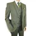 thumbnail image 5 of Men's VITALI Three Piece Suit Vested Sharkskin Sheen Vented M3090 Olive Green, 5 of 11