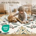thumbnail image 4 of ODIKA 6'x9' Washable Area Rug Snake Motif Coiled Leaves Botanical Festive Round Rings Circle Playful for Dining Room, Under Table, Office Décor, Non-Slip Chair-Friendly, 4 of 7