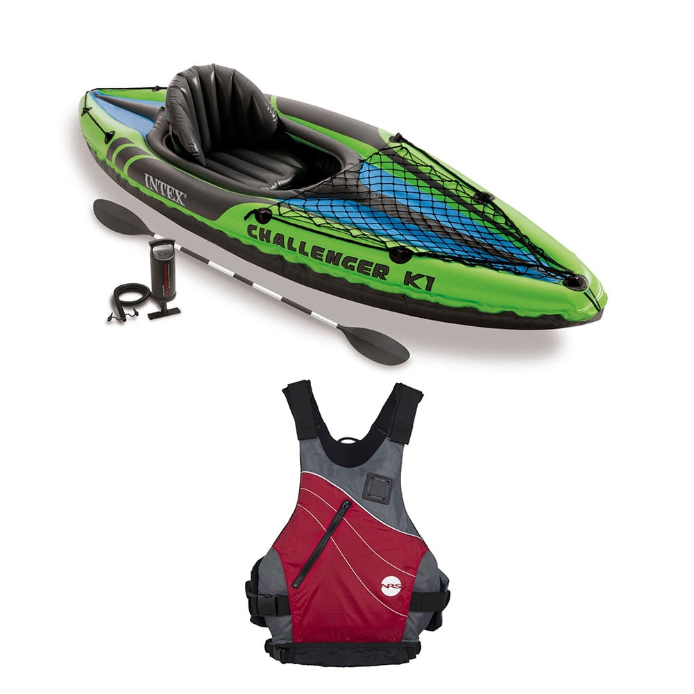 Intex Inflatable Sporty Kayak Set & Vapor Adult S/M Kayak Life Jacket