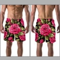 thumbnail image 3 of luoweisi Men's Beach Shorts Quick Dry Swim Trunks with Mesh Lining Rose M, 3 of 5