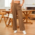 thumbnail image 2 of Zylarhe Women's Pants Women's Straight Leg Casual Pants Comfortable Versatile Trousers With Button Detail Side Pockets For Daily Wear All Seasons, 2 of 6
