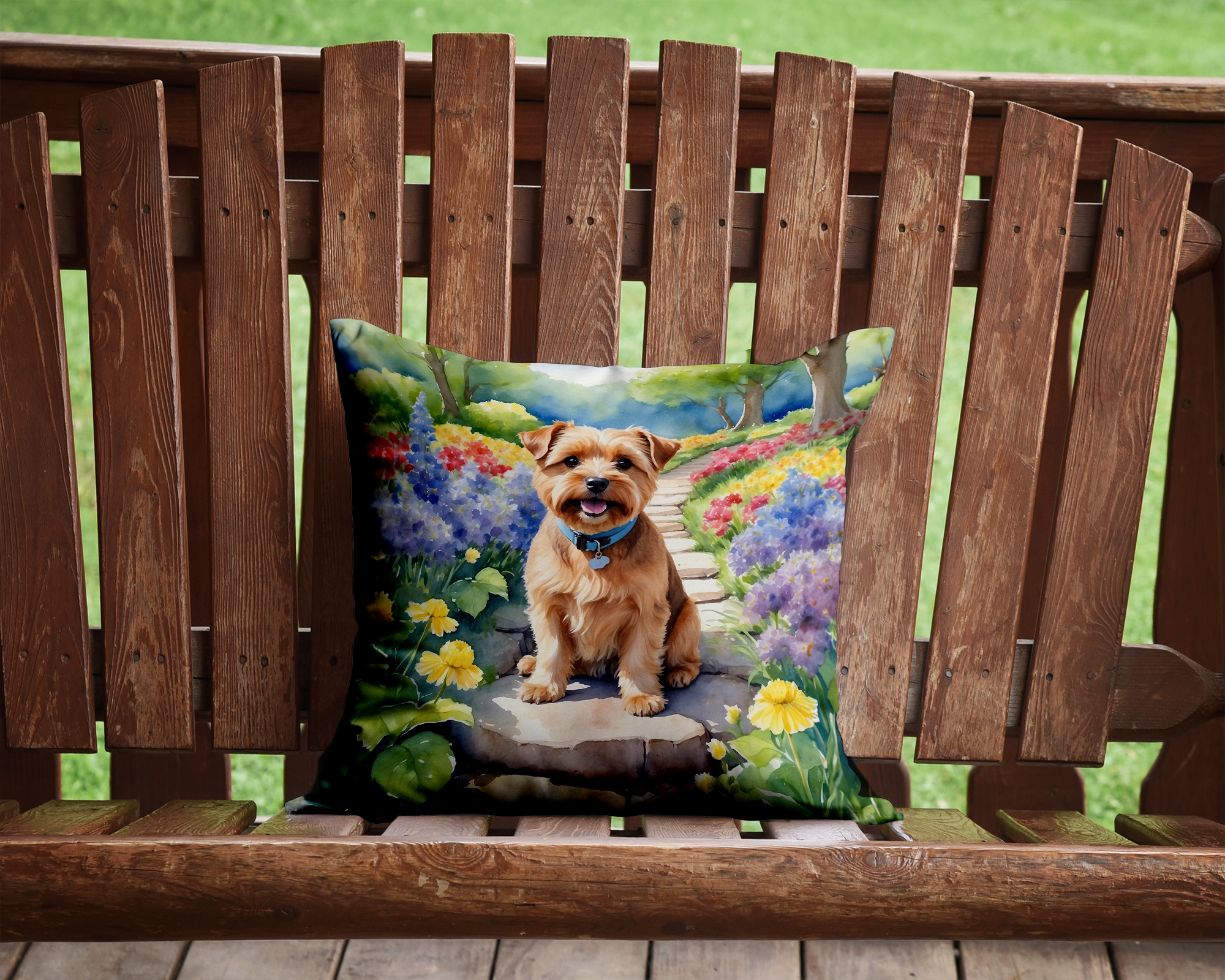 Norfolk Terrier Spring Path Throw Pillow 14 in x 14 in