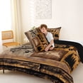 thumbnail image 4 of Feelyou Rustic Forest Fishing Full Size Comforter Sets for Men, Wooden Lake House Bedding Sets, Brown, Black Reversible, 3 Pieces, 4 of 6