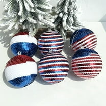 PATLOLLAV 6Pcs Independence Day Sequin Balls Ornaments,4th of July Patriotic Ornaments Hanging Balls- Red White Blue Tree Balls Ornaments for Memorial Day Veteran Day Tree Decorations