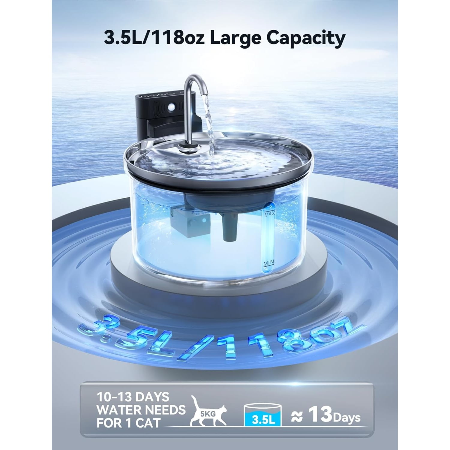 Wireless Cat Water Fountain [Water & Battery Separation]