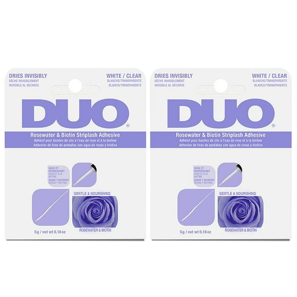 Adhesivo para pestañas DUO Rosewater & Biotin Clear, 5 g x 2