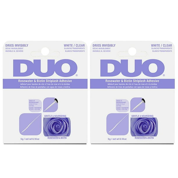 Adhesivo para pestañas DUO Rosewater & Biotin Clear, 5 g x 2