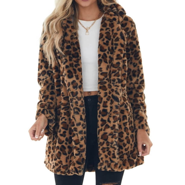 Moda mujer Casual felpa invierno cálido leopardo manga larga Patchwork señoras Tops prendas de vestir Fridja po1706