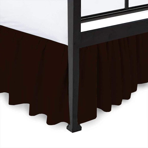 Jupe de Lit à Volants Mattress-Homes à Coins Fendus avec Plateforme, Ajustement sur Mesure Qualité Hôtel Infroissable Microfibre Ultra Douce Anti-Poussière, Retombée jusqu'à 16 Pouces, Double, Chocolat