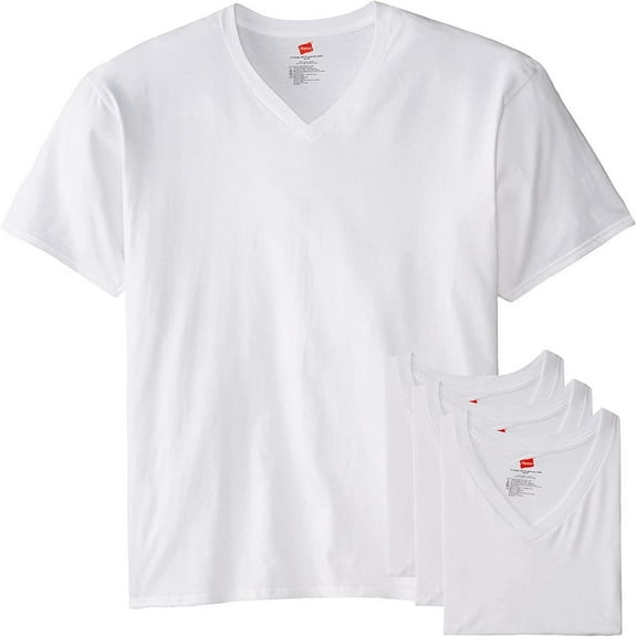 Hanes Men's Tall Man V-Neck T-Shirt (Pack of 3) (Large Tall, White)