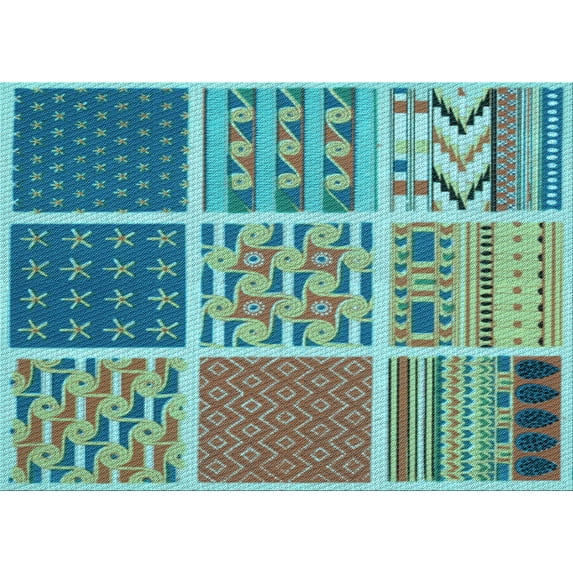 Ahgly Company Indoor Rectangle Patterned Turquoise Green Area Rugs, 2' x 5'