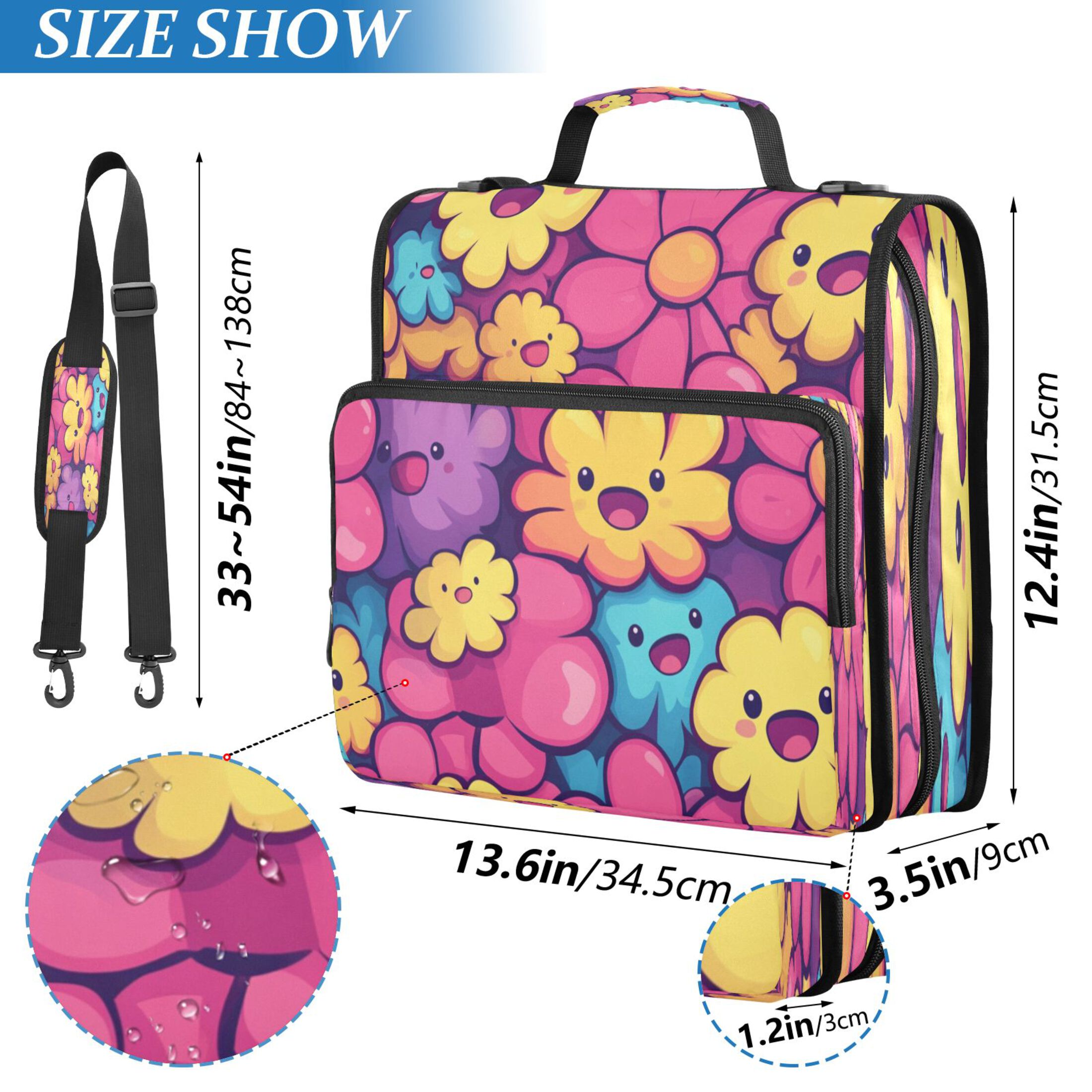 YAZAOO Zipper Binder trapper keeper Documents Organized Design Vibrant Tulip Symphony Printed