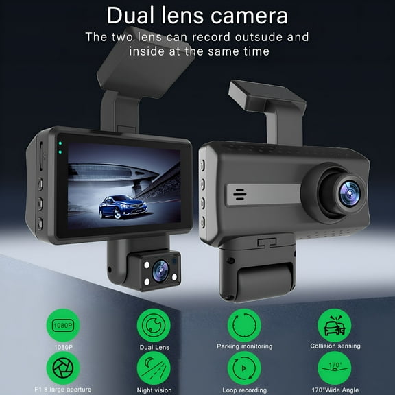 GJX Dash Cam Front and Rear Wireless, Dash Camera for Cars, 1080P FHD DVR Car Driving Recorder 3.0Inch IPS Screen Dashboard, Camera 170° Wide Angle, G-Sensor, Parking Monitor, Loop Recording