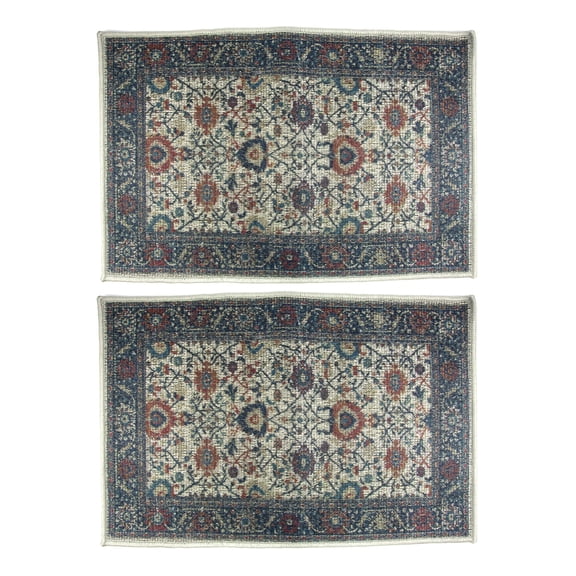 Alexandria Washable Indoor Accent Rug 2 PC Set in Blue and Beige 20" x 30"