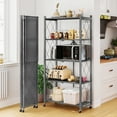 thumbnail image 2 of Vebreda 5-Tier Foldable Metal Storage Shelf with Wheels, No-Assembly Collapsible Shelving Unit, Heavy-Duty Rolling Organizer Rack for Kitchen, Garage, Pantry, and Office, 2 of 9