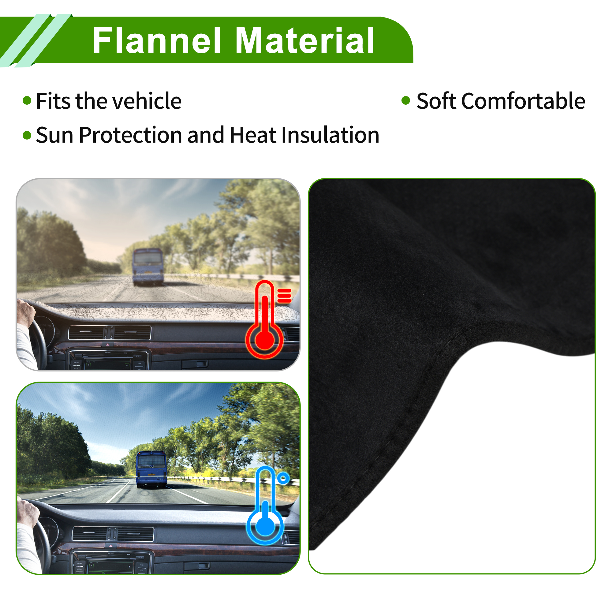 Unique Bargains Dashboard Cover for Nissan Kicks 2025 Dash Cover Mat Carpet Center Console Dash Cover Mat Car Interior Sunshield Protector Pad Flannel Black 1 Pc
