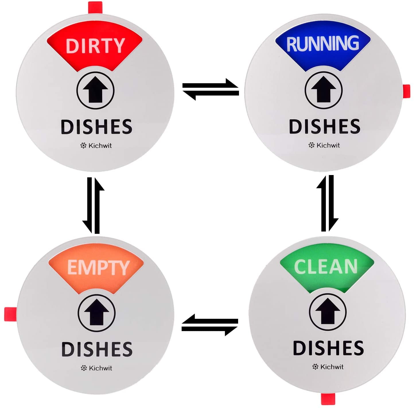Works on All Dishwashers Black Kichwit Dishwasher Magnet Clean Dirty Sign 7 x 2 Inches 