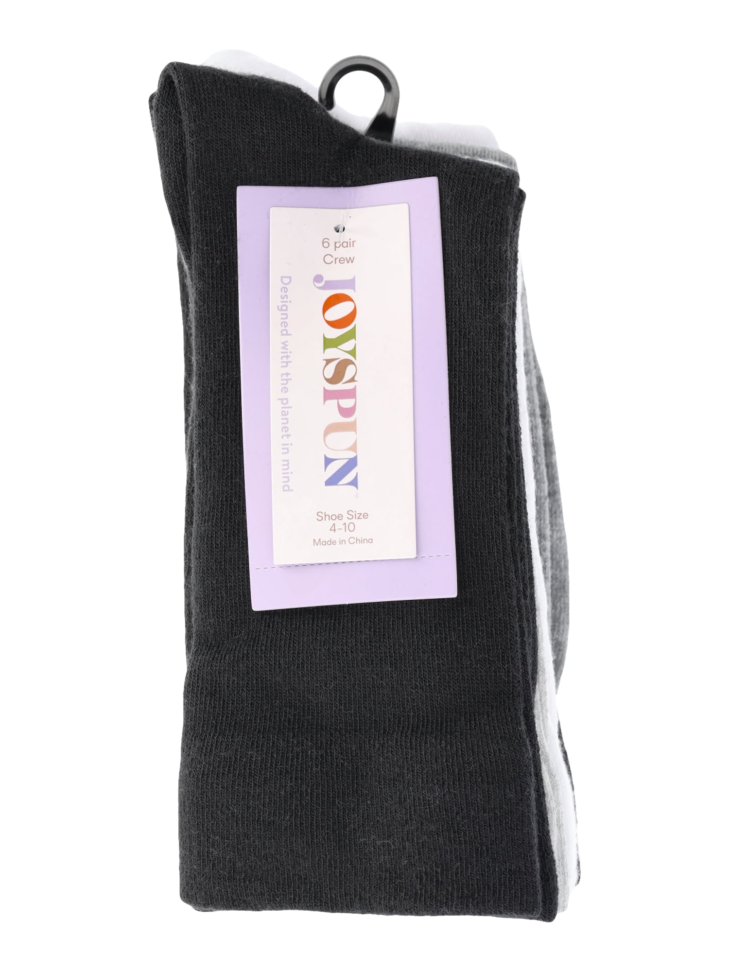 Joyspun Women's Essentials Crew Dress Socks, 6-Pack, Fits Shoe Sizes 4-10