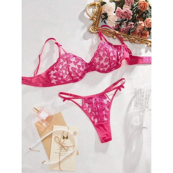 Valentines Day Lingerie Set Pink Heart