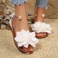 thumbnail image 6 of Women's 3D Flower Flat Sandals Dressy Comfortable Slide Sandals Fashion Open Toe Slip On Beach Sandals for Summer, 6 of 9