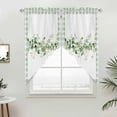 thumbnail image 3 of Eucalyptus Leaf Swag Valances for Windows 2 Pack Watercolor Spring Green Leaf Green Plaid Swag Kitchen Curtains 45 Inches Long Rod Pocket Short Window Treatment for Kitchen Bathroom 36"x45", 3 of 9