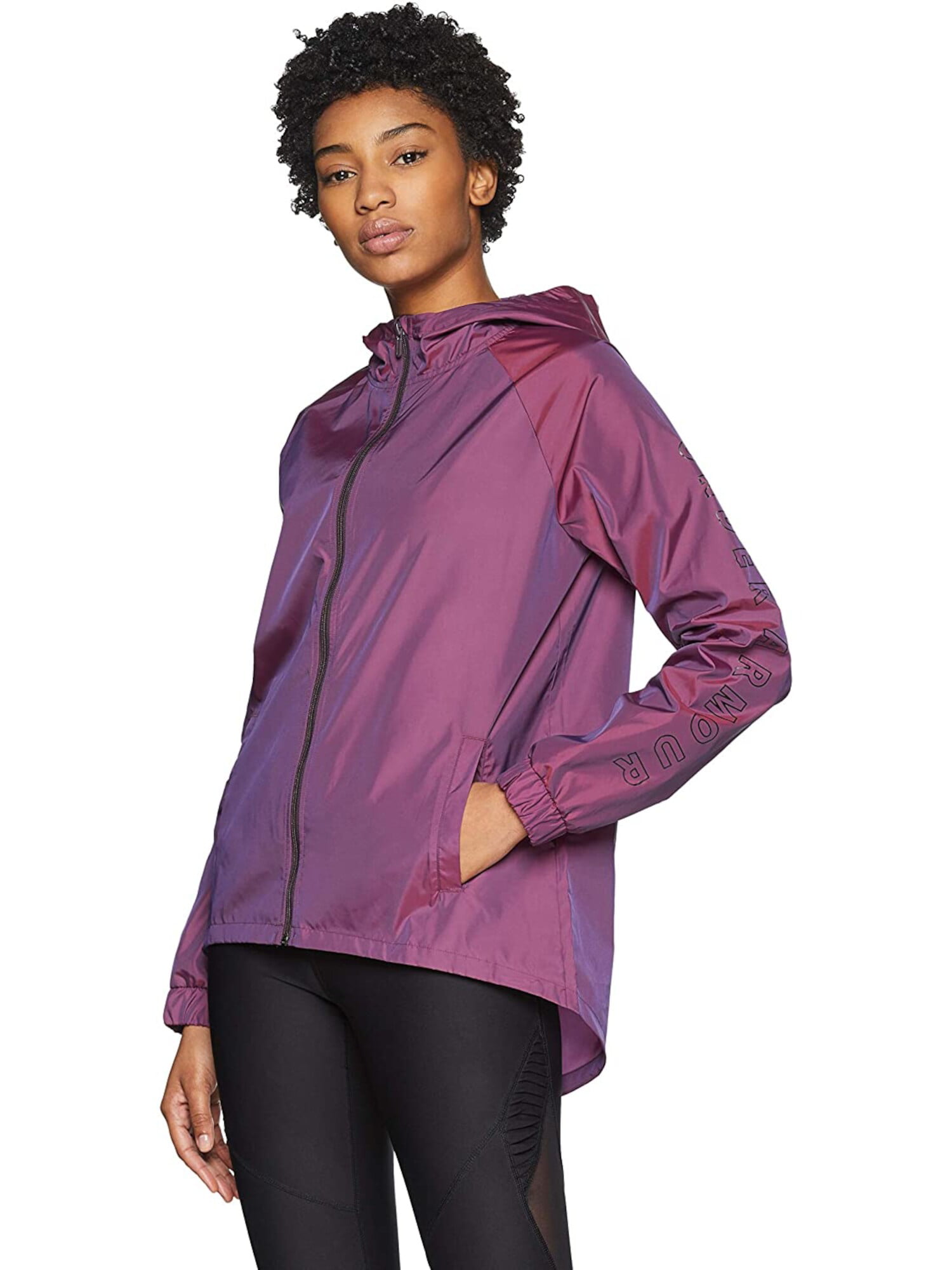 UNDER ARMOUR Womens Purple Pocketed Hood Split Hi-lo Hem Zip Up Jacket S - Walmart.com