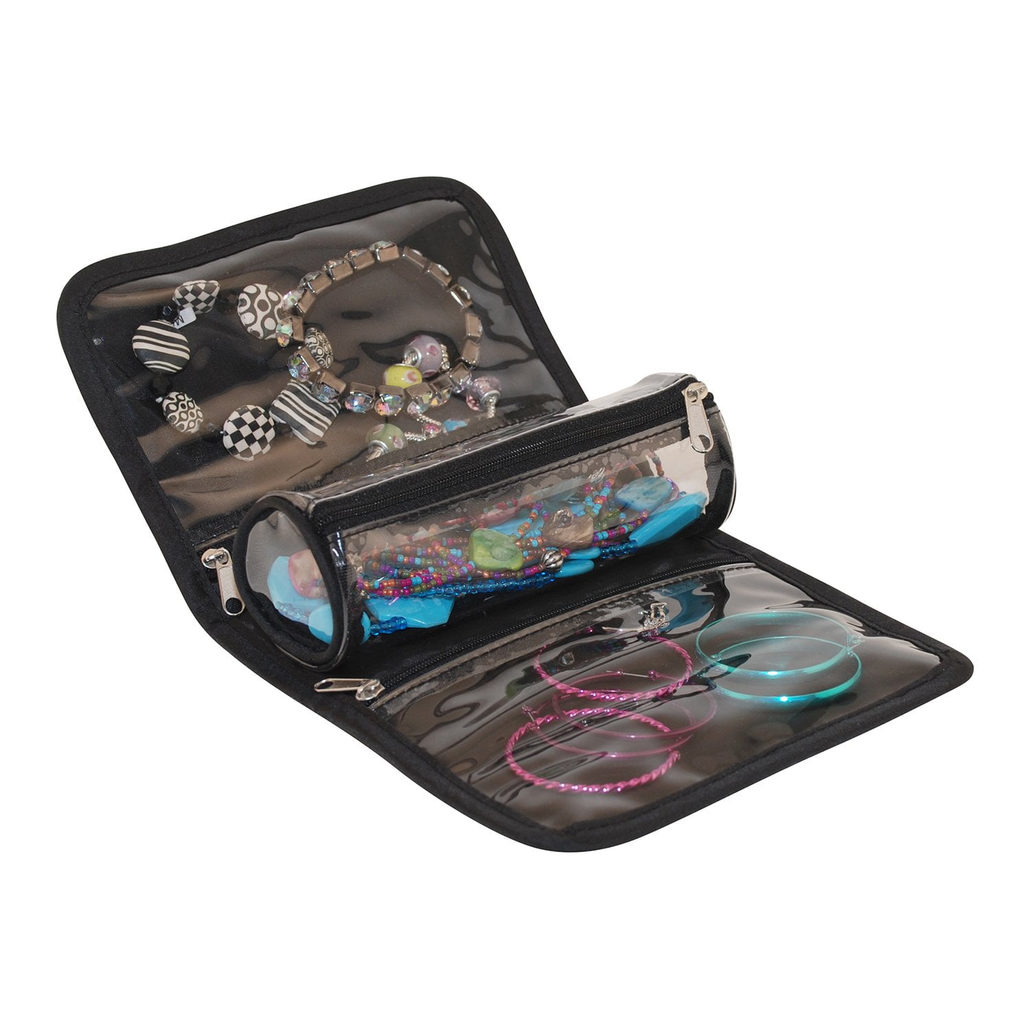 Everything Mary RollUp Jewelry Organizer, Black Polyester Material