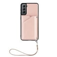thumbnail image 2 of Elehold Lanyard Wallet Case for Samsung Galaxy S21 6.2  Inch Max Premium vegan leather with Wrist Strap,Shockproof Magnetic Buckle Flip Kickstand Credit Card Slots Anti-Scratch Protective Case,Pink, 2 of 6